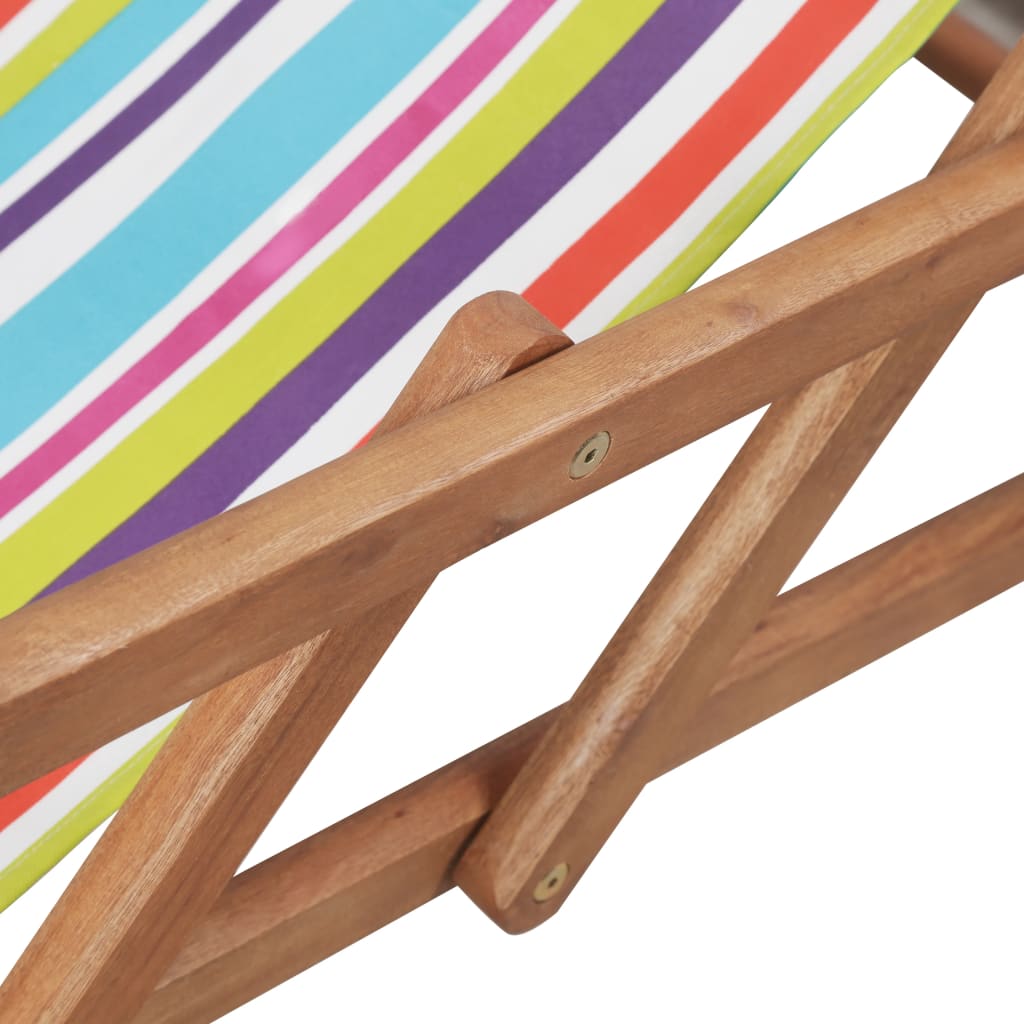 vidaXL Strandstoel inklapbaar stof en houten frame meerkleurig