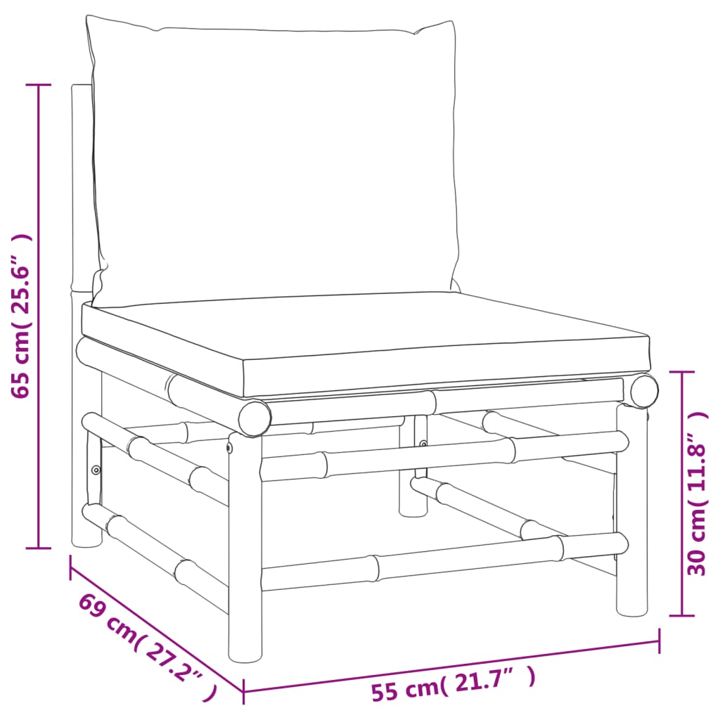 vidaXL 8-delige Loungeset met kussens bamboe taupe