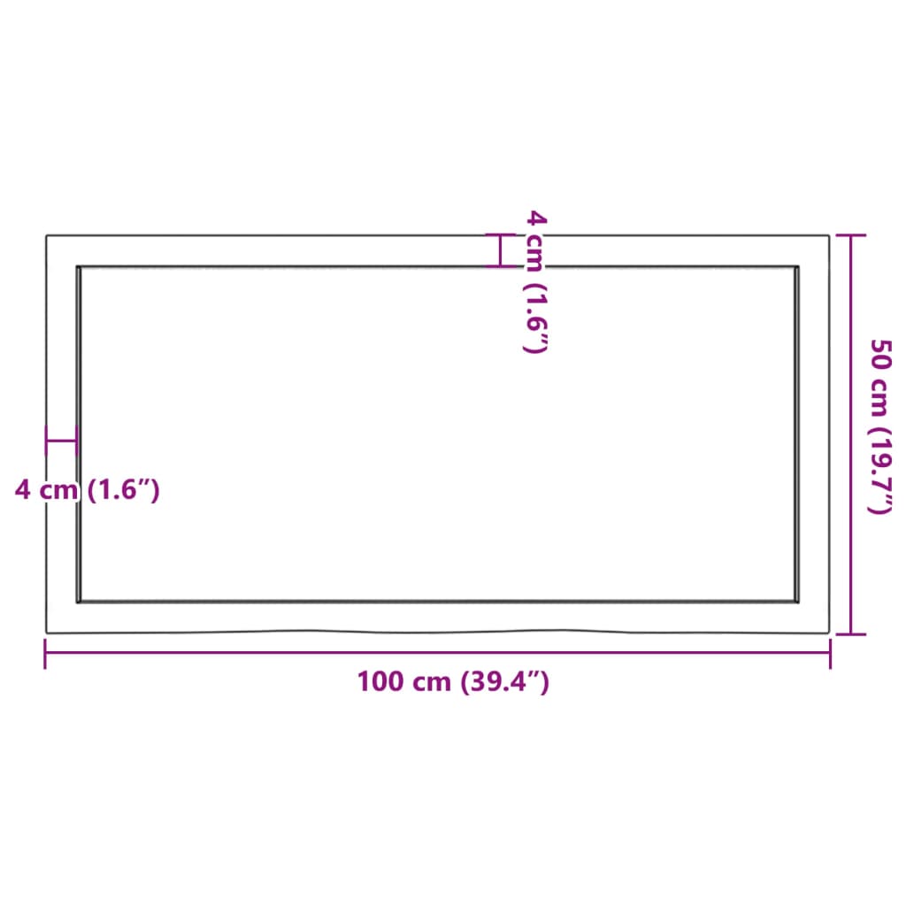 vidaXL Tafelblad 100x50x(2-6)cm behandeld massief eikenhout lichtbruin