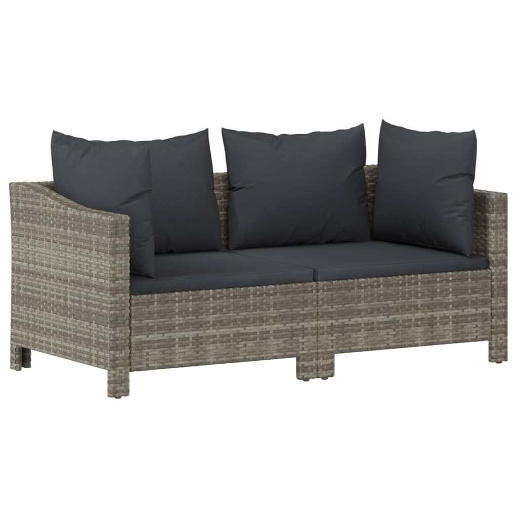 vidaXL 6-delige Loungeset met kussens poly rattan grijs