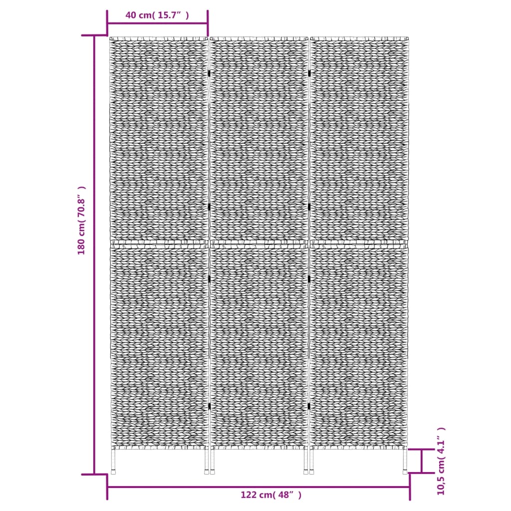 vidaXL Kamerscherm met 3 panelen 122x180 cm waterhyacint