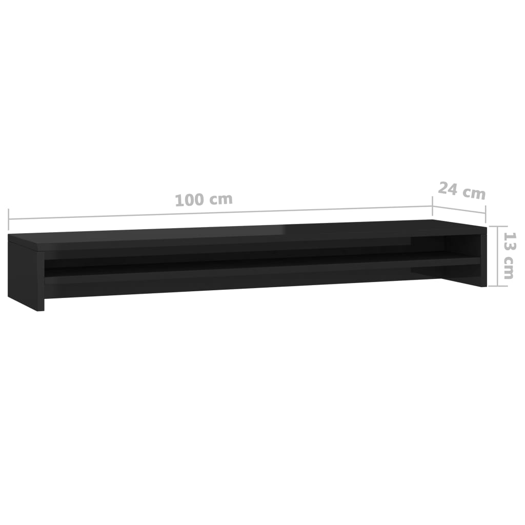 vidaXL Monitorstandaard 100x24x13 cm bewerkt hout hoogglans zwart
