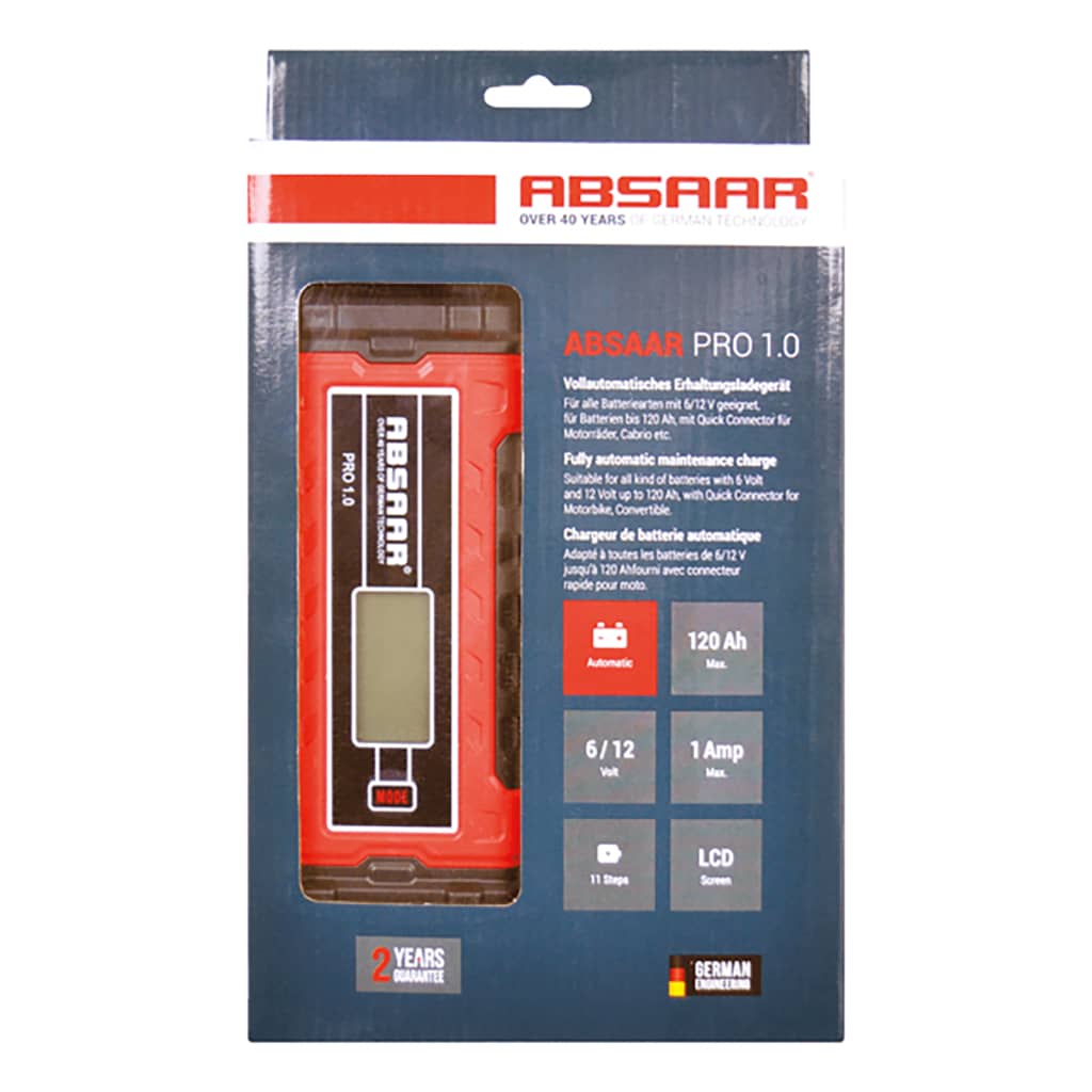 Absaar Acculader PRO1.0 6/12 V 1 A rood