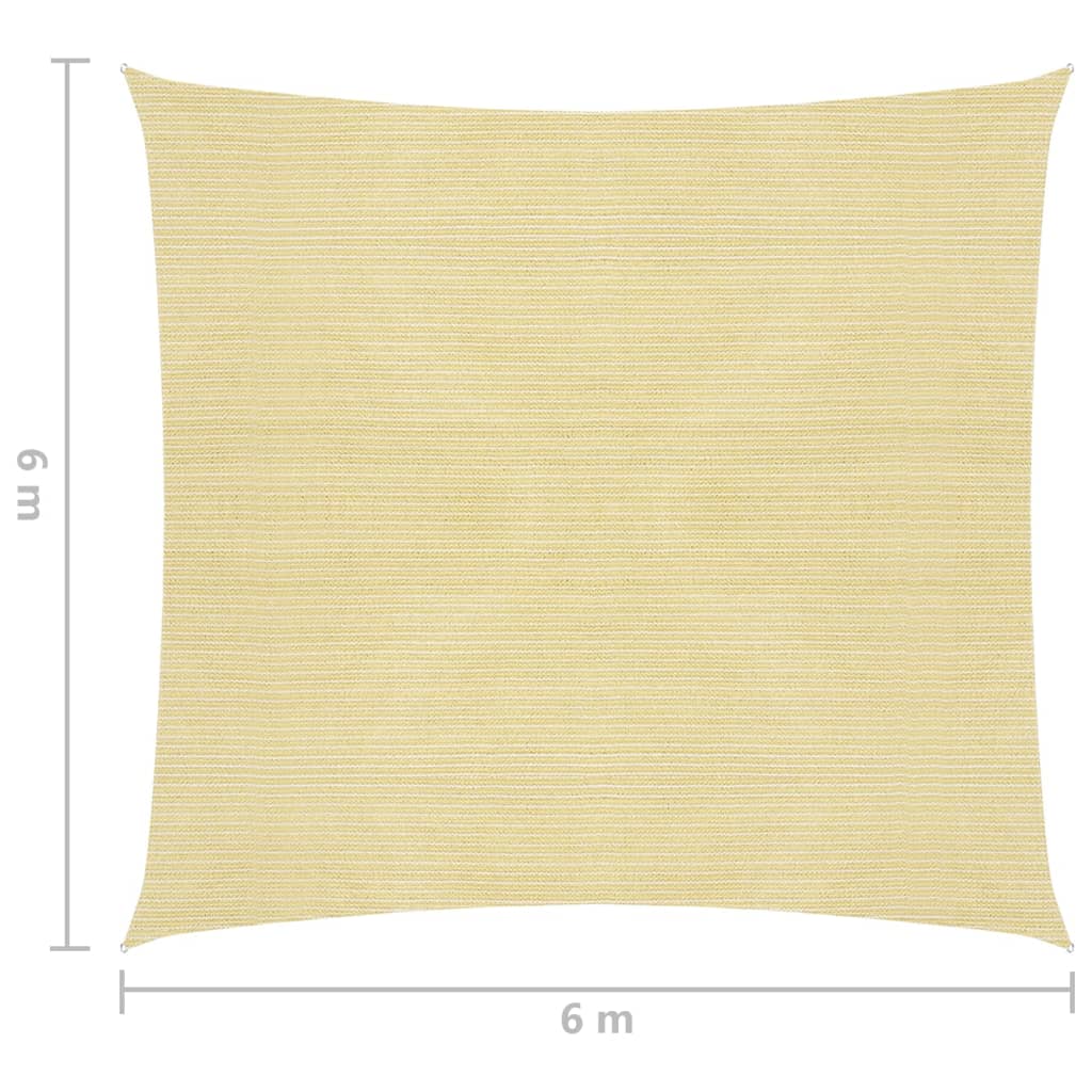 vidaXL Zonnezeil 160 g/m² 6x6 m HDPE beige