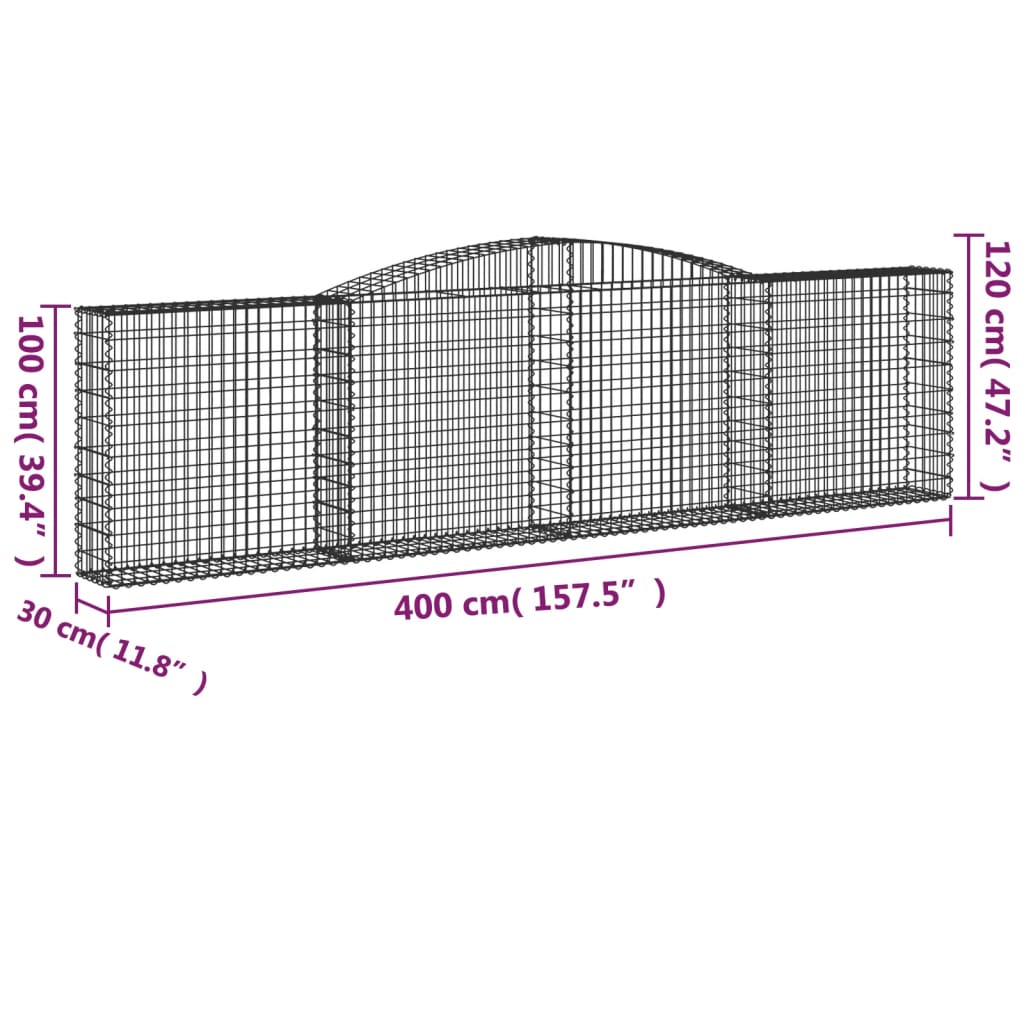 vidaXL Schanskorven 6 st gewelfd 400x30x100/120 cm ijzer