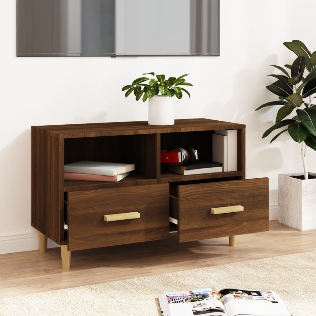 vidaXL Tv-meubel 80x36x50 cm bewerkt hout bruin eikenkleur
