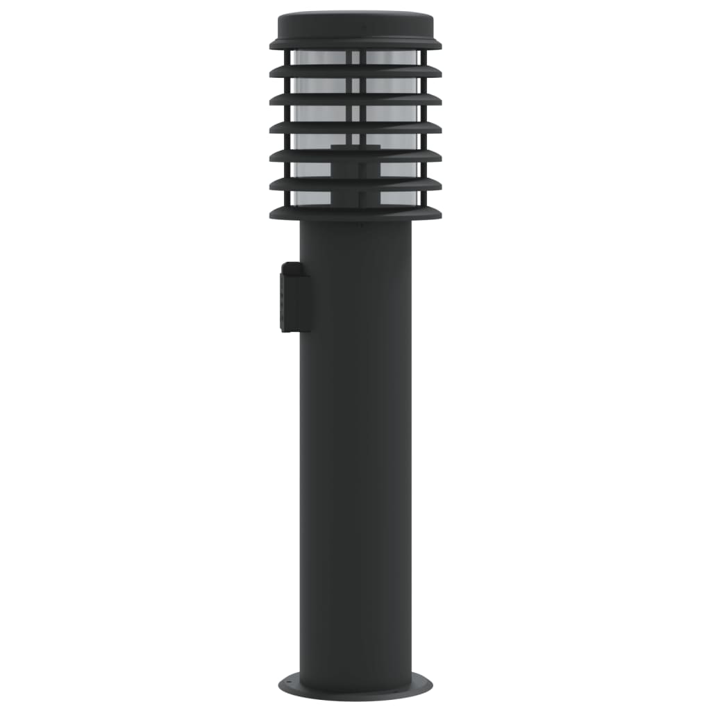 vidaXL Buitenvloerlamp met stopcontact 60 cm roestvrijstaal zwart