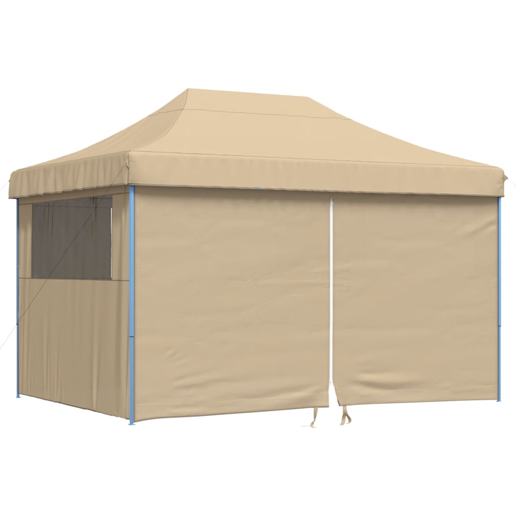 vidaXL Partytent inklapbaar pop-up met 4 zijwanden beige