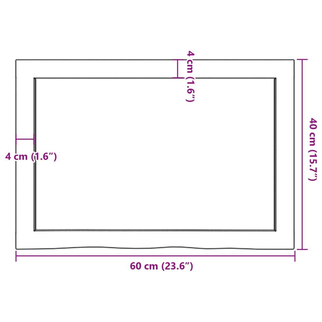 vidaXL Wastafelblad 60x40x(2-4) cm behandeld massief hout donkerbruin