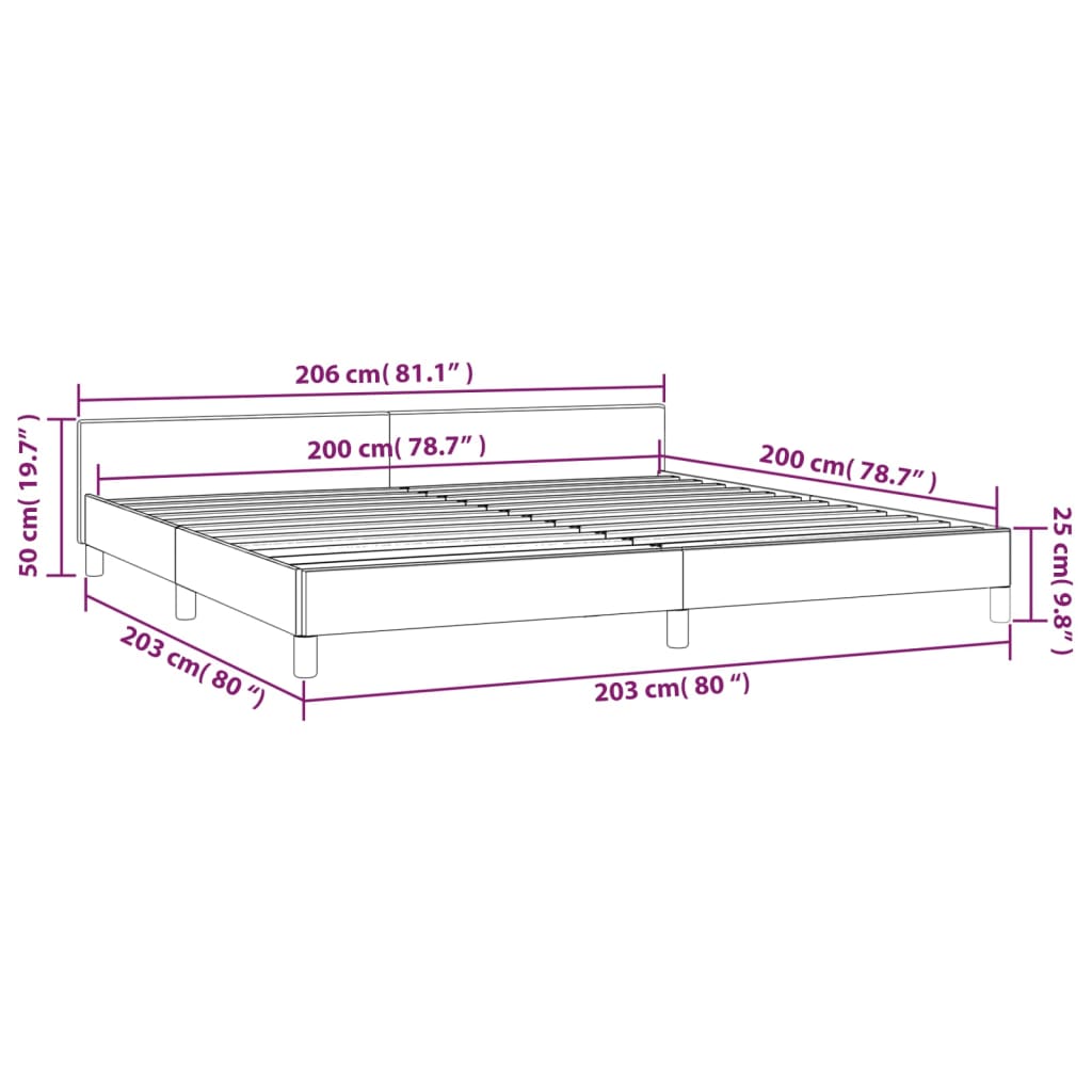 vidaXL Bedframe zonder matras stof lichtgrijs 200x200 cm