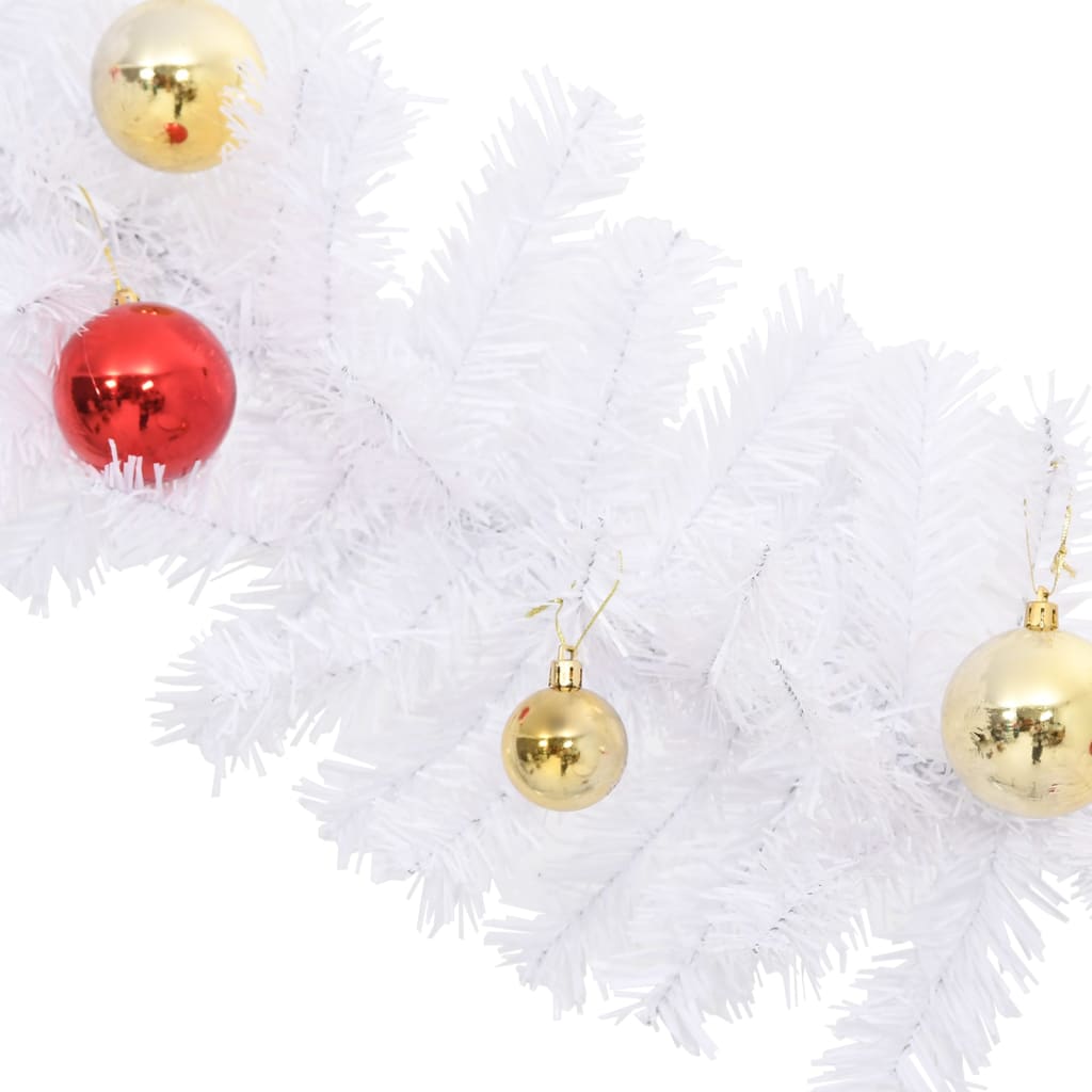vidaXL Kerstslinger versierd met kerstballen 10 m wit