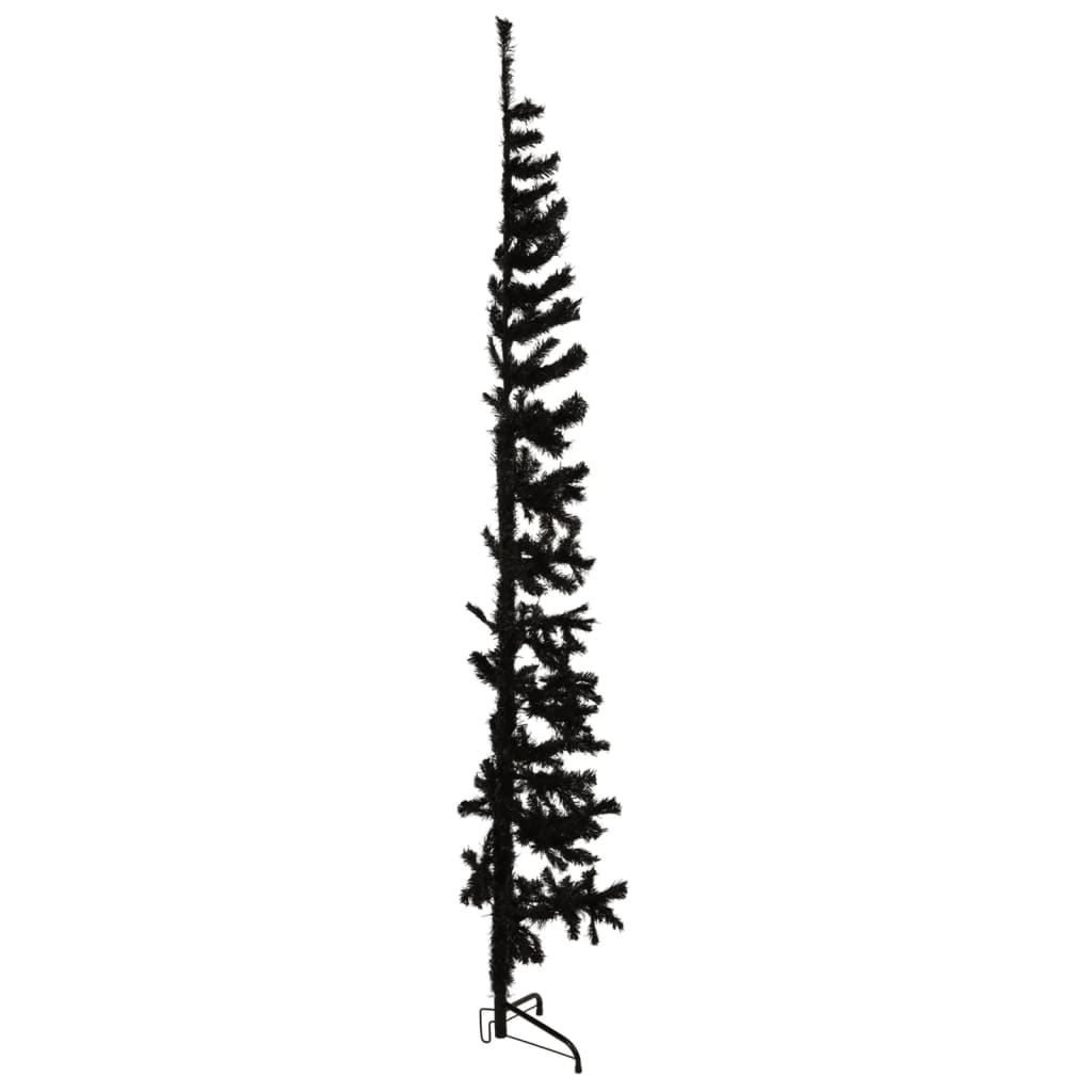 vidaXL Kunstkerstboom half met standaard smal 210 cm zwart