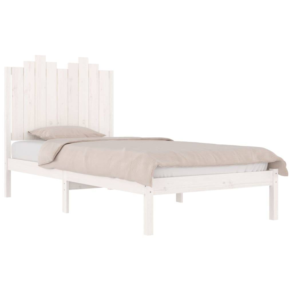 vidaXL Bedframe massief grenenhout wit 75x190 cm