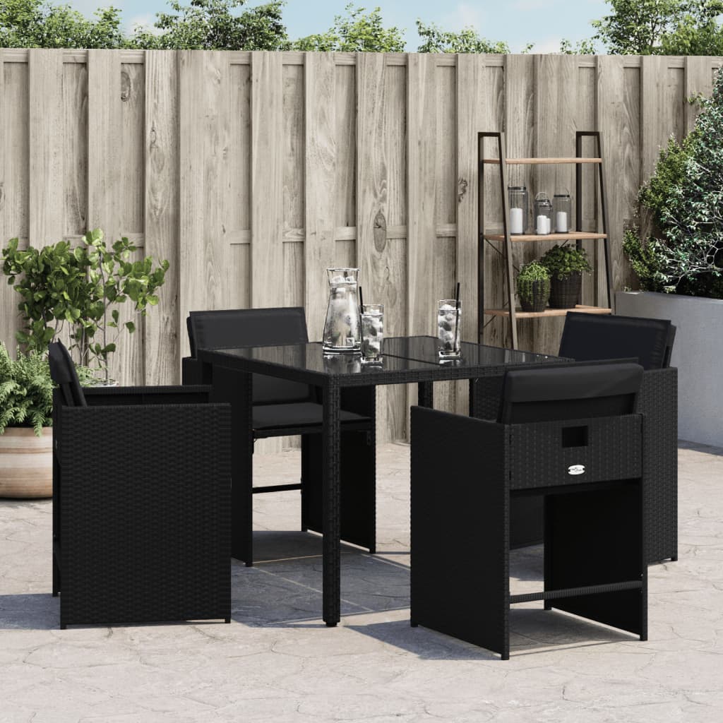 vidaXL Tuinstoelen 4 st met kussens poly rattan zwart