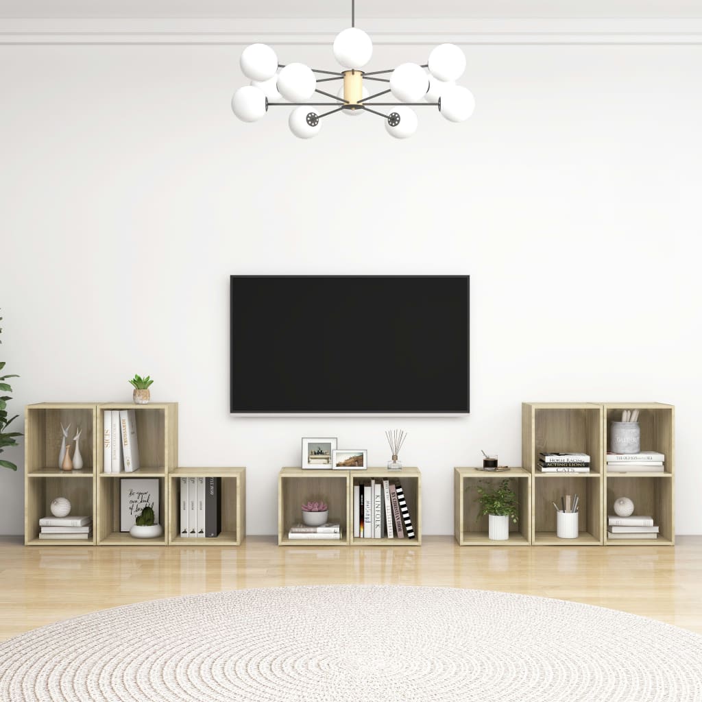 vidaXL 8-delige Tv-meubelset spaanplaat sonoma eikenkleurig