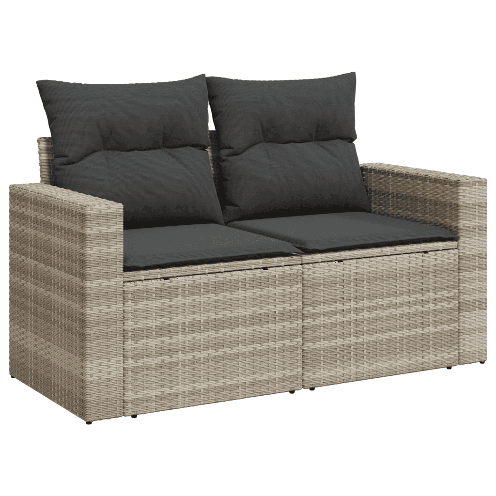 vidaXL 8-delige Loungeset met kussens poly rattan lichtgrijs