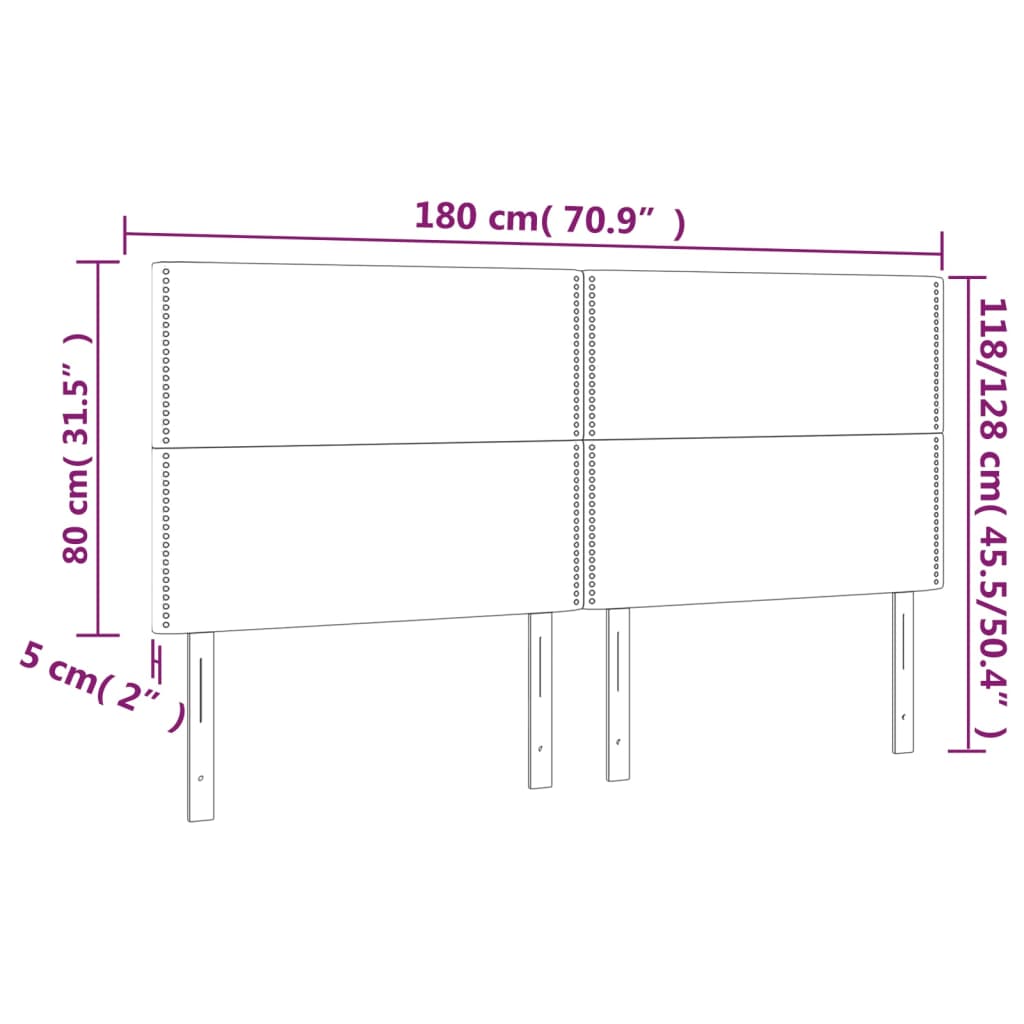 vidaXL Hoofdbord LED 180x5x118/128 cm fluweel roze