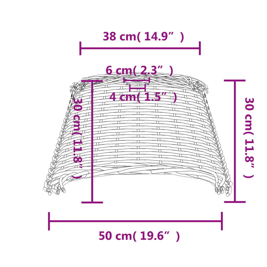 vidaXL Plafondlampenkap Ø50x30 cm wicker wit