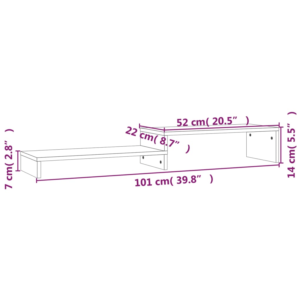 vidaXL Monitorstandaard (52-101)x22x14 cm grenenhout honingbruin