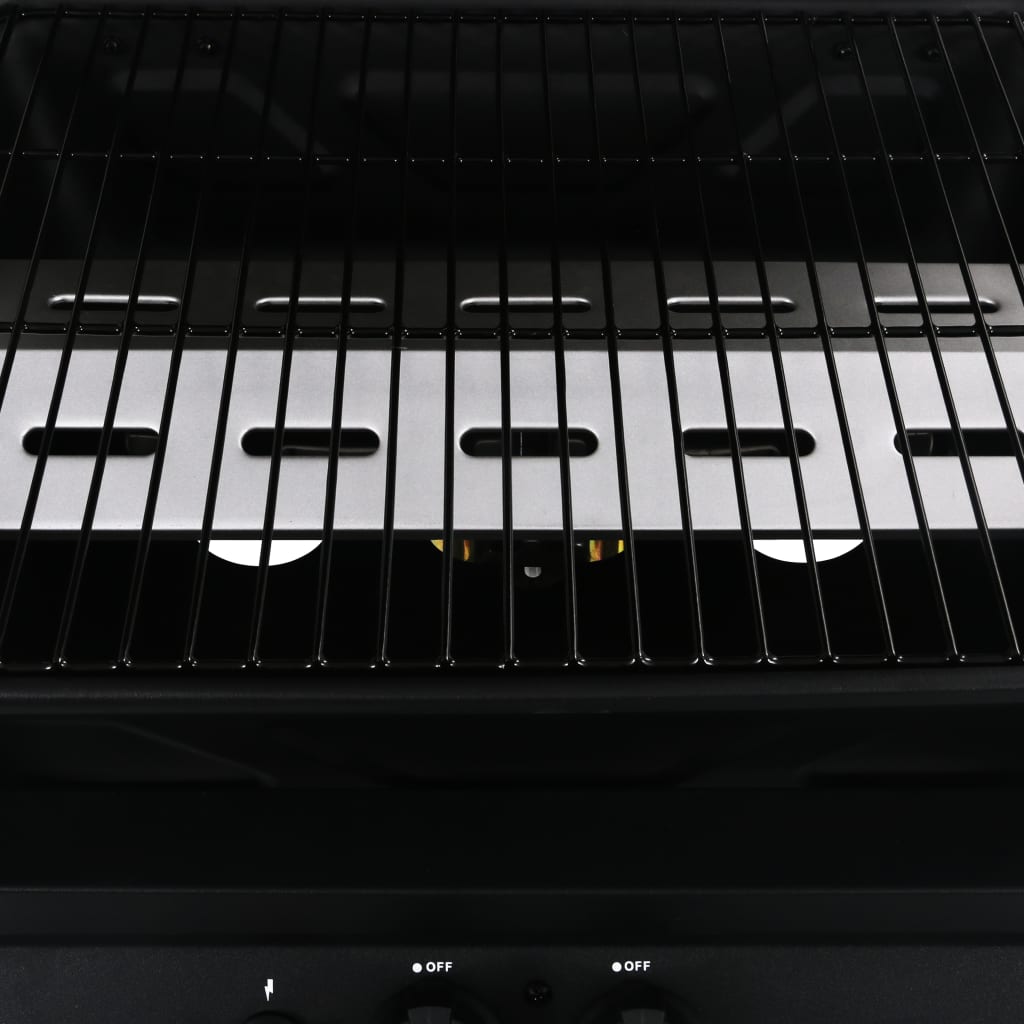 vidaXL Gasbarbecue met 3-laags zijtafel zwart