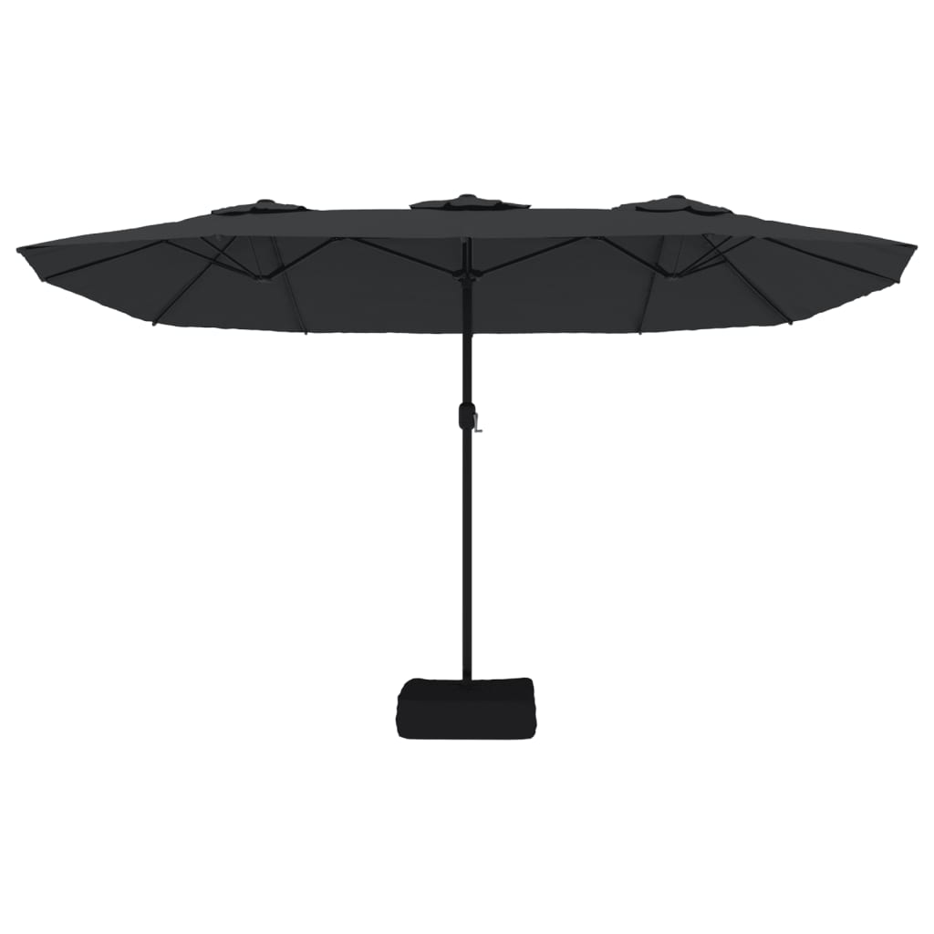 vidaXL Parasol dubbel dak met LED 449x245 cm zwart