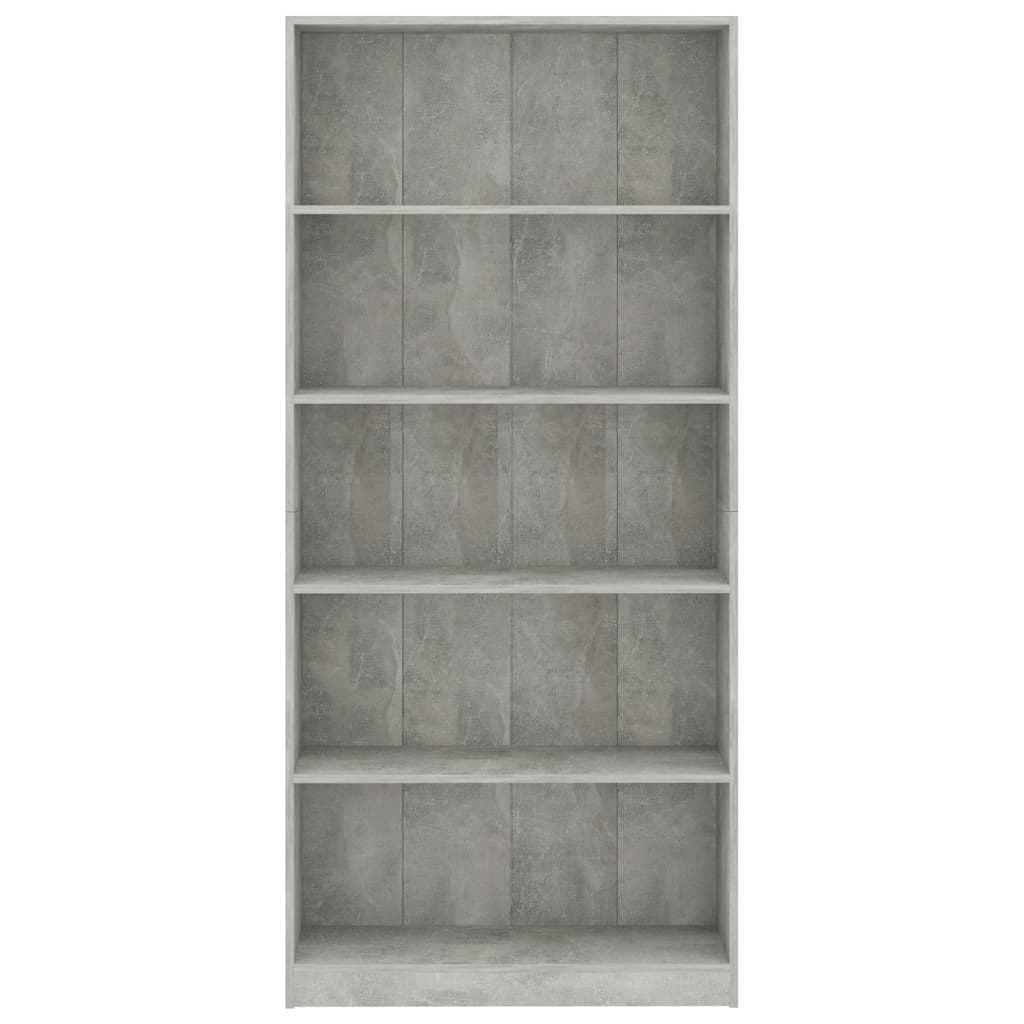 vidaXL Boekenkast met 5 schappen 80x24x175 cm bewerkt hout betongrijs