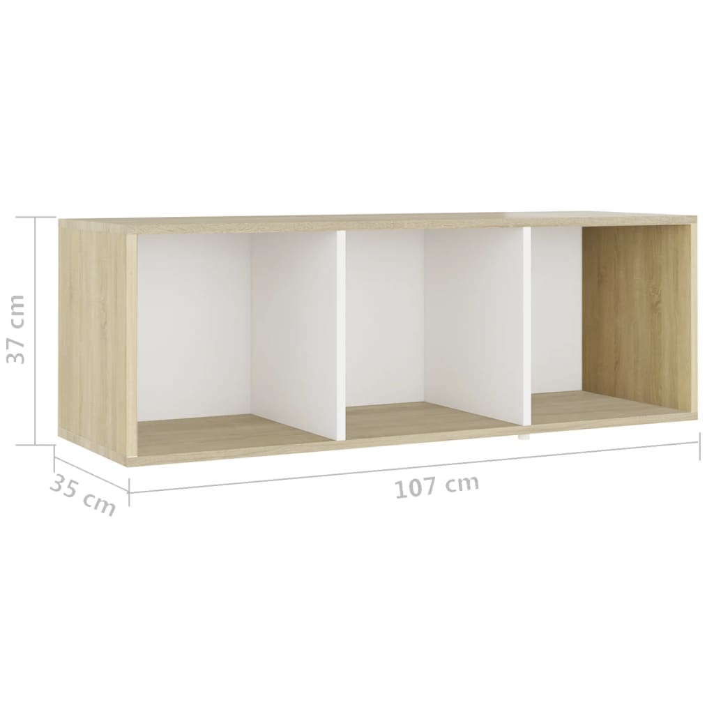 vidaXL Tv-meubelen 2 st 107x35x37 cm bewerkt houtwit sonoma eikenkleur