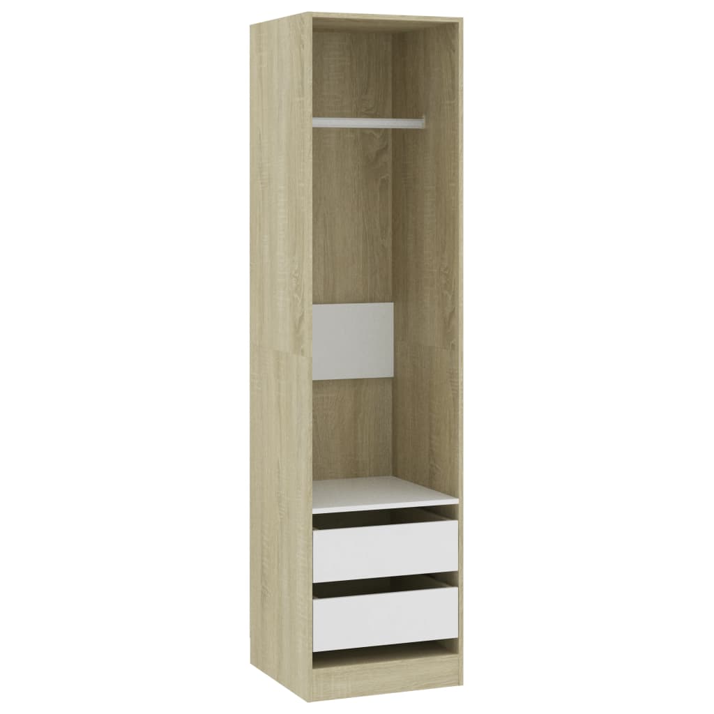 vidaXL Kledingkast met lades 50x50x200cm bewerkt hout wit sonoma eiken