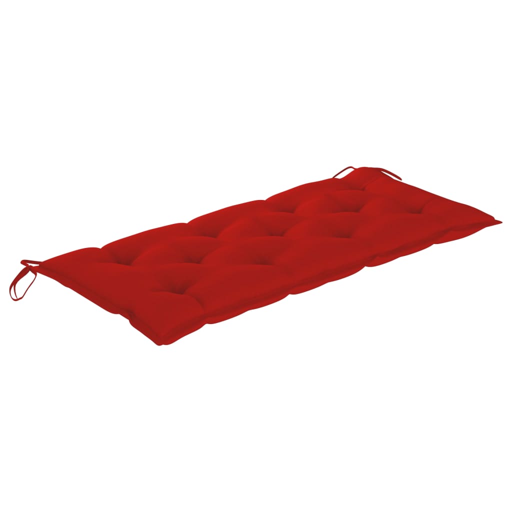 vidaXL Schommelbank met rood kussen 120 cm massief teakhout