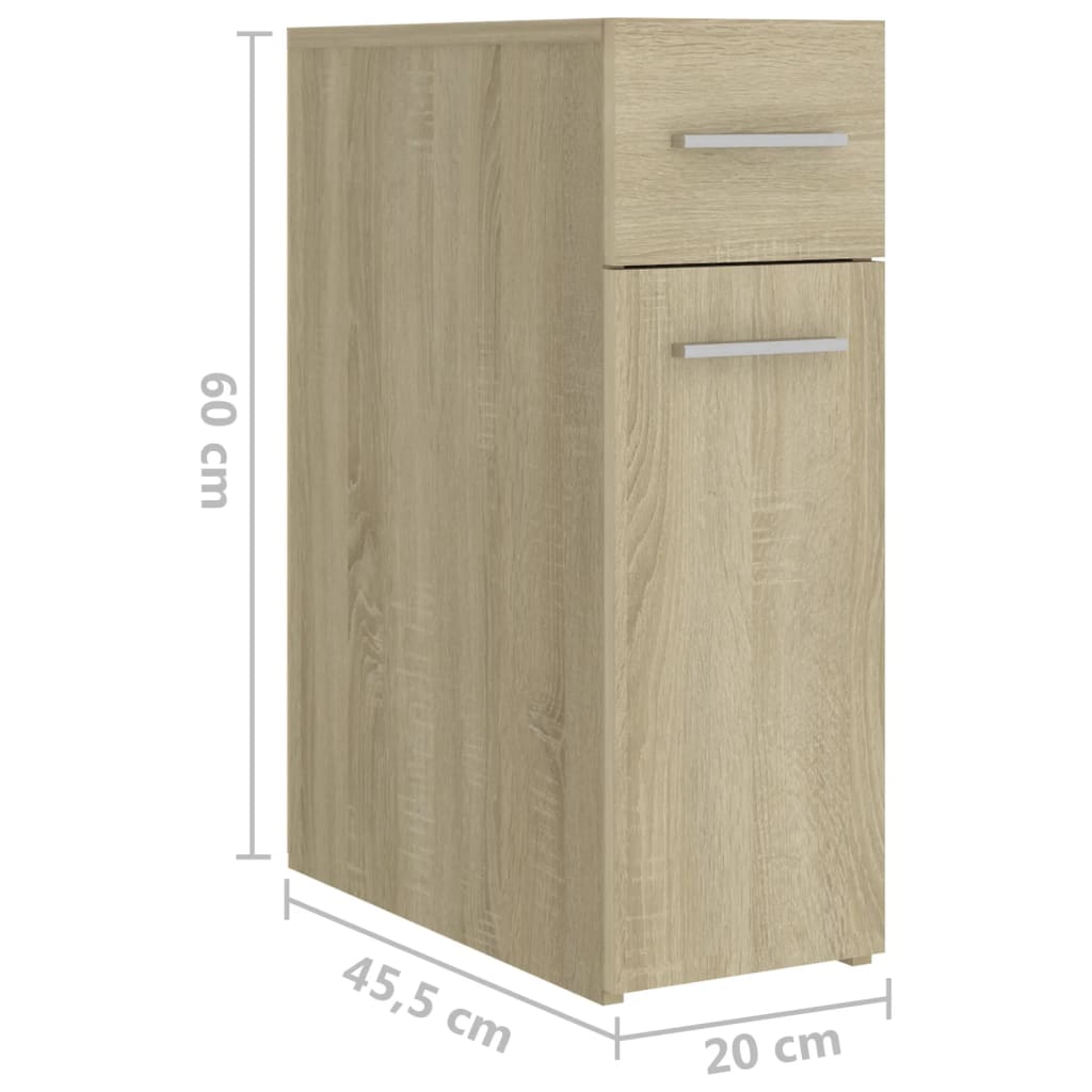 vidaXL Apothekerskast 20x45,5x60 cm bewerkt hout sonoma eikenkleurig