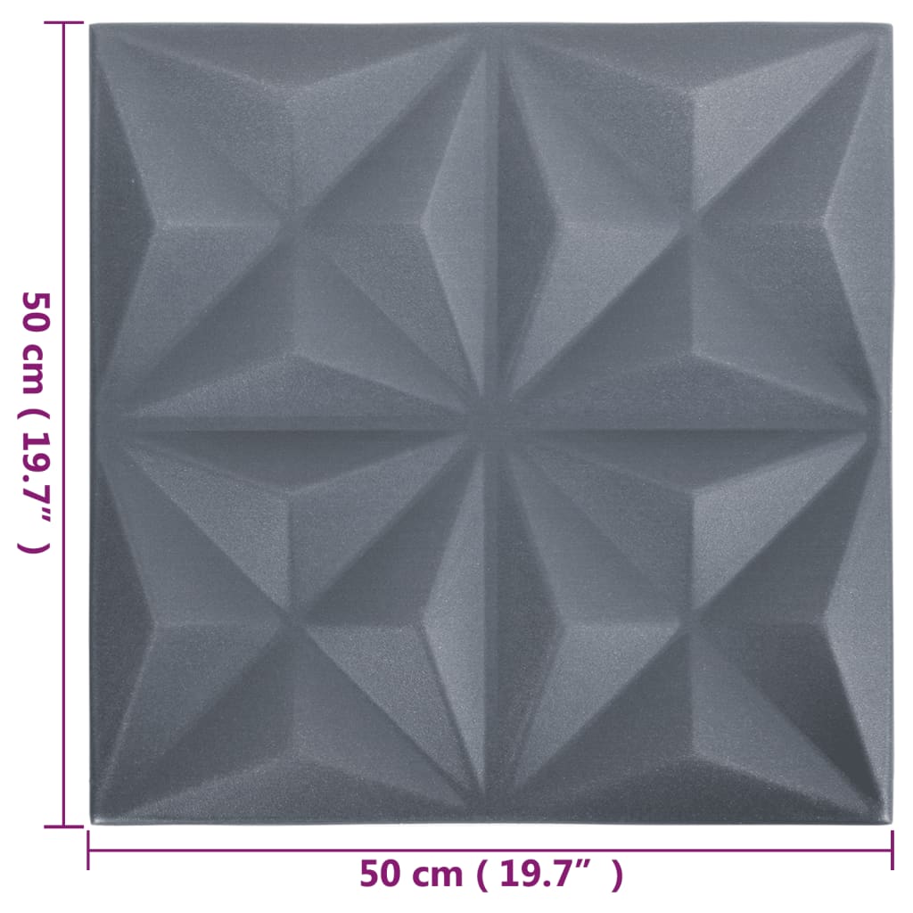 vidaXL 12 st Wandpanelen 3D origami 3 m² 50x50 cm grijs