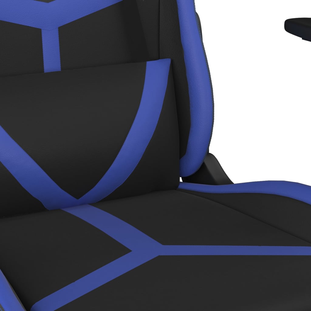 vidaXL Massage gamestoel met voetensteun kunstleer zwart en blauw