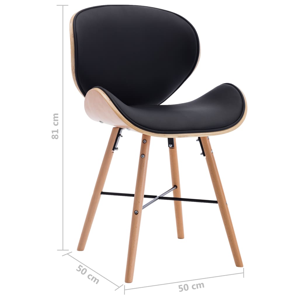 vidaXL Eetkamerstoelen 6 st kunstleer en gebogen hout zwart