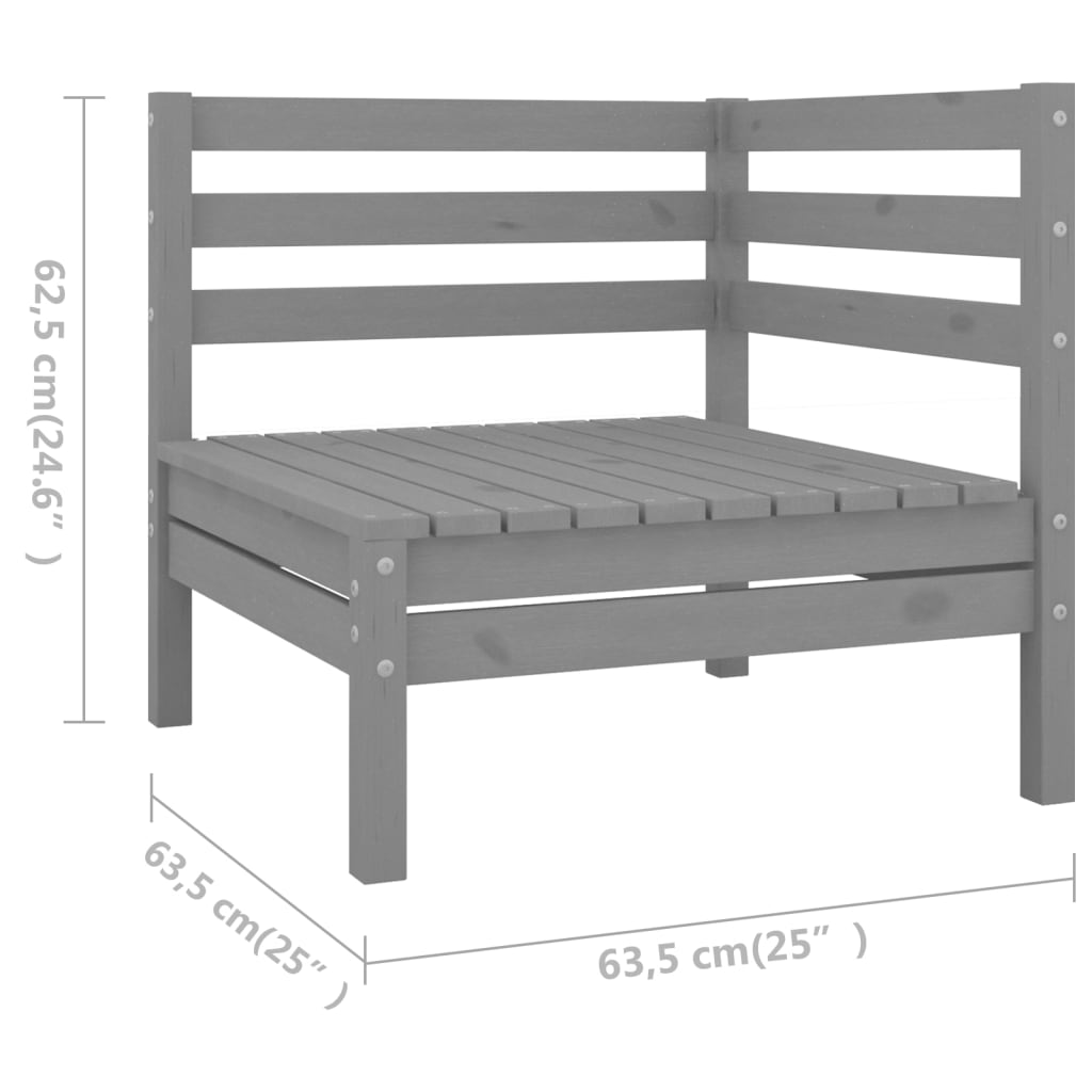 vidaXL 6-delige Loungeset massief grenenhout grijs