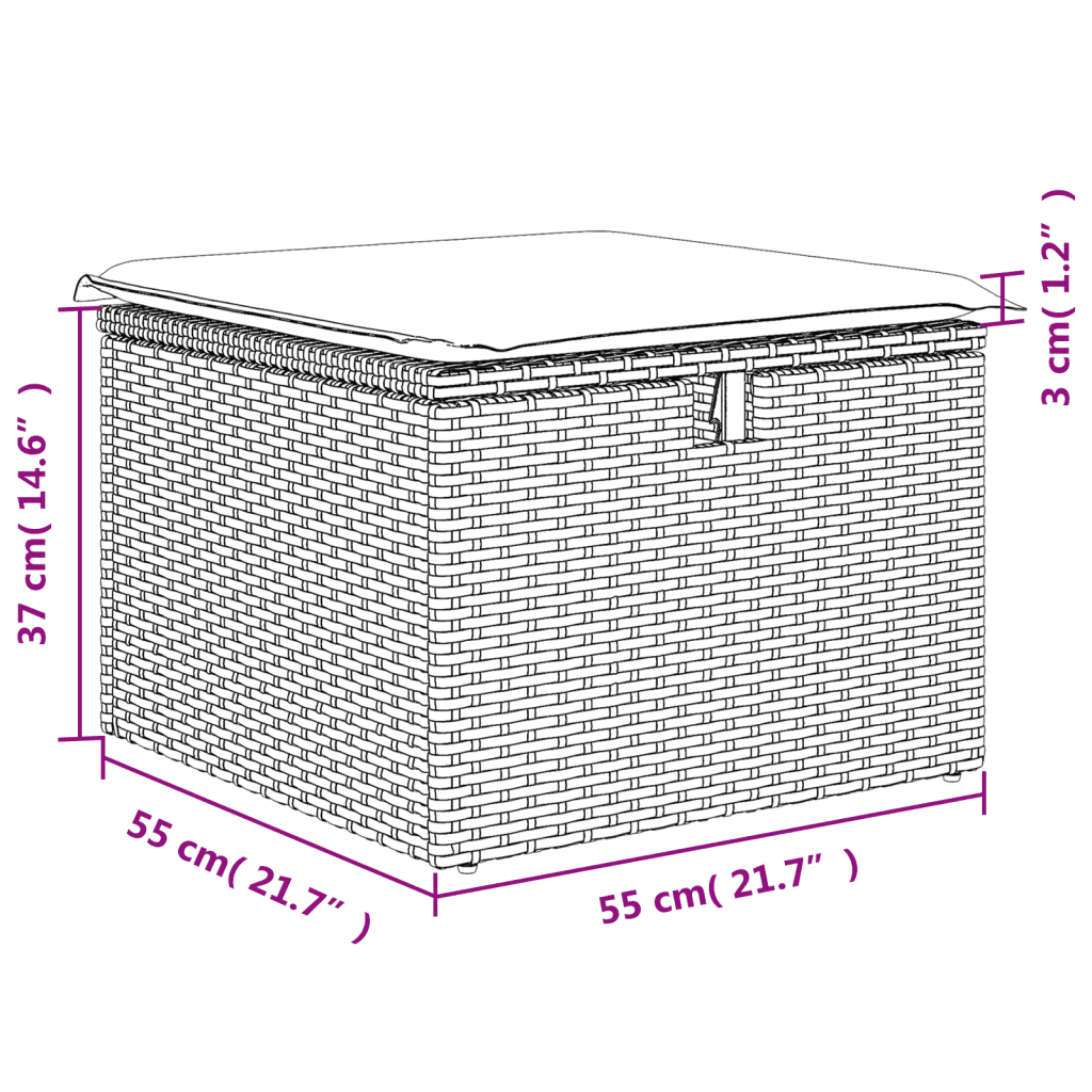 vidaXL 6-delige Loungeset met kussens poly rattan grijs