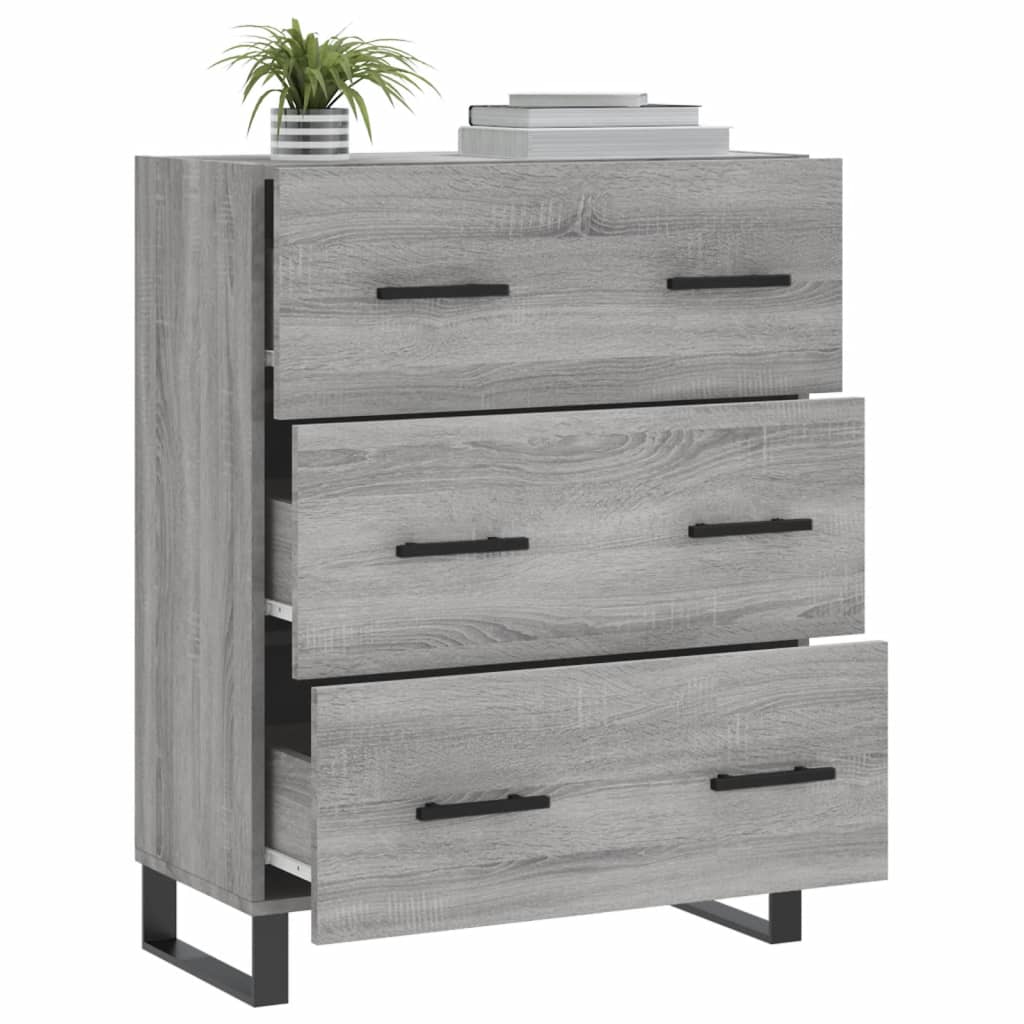 vidaXL Dressoir 69,5x34x90 cm bewerkt hout grijs sonoma eikenkleurig