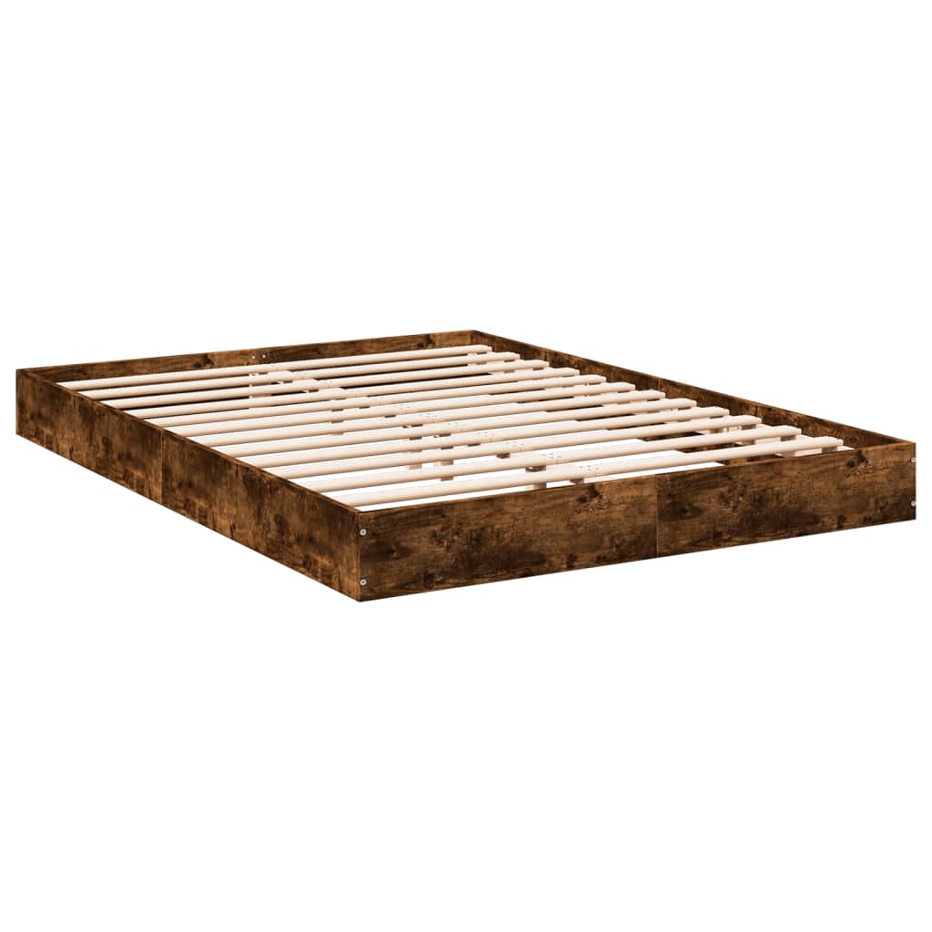 vidaXL Bedframe bewerkt hout gerookt eikenkleurig 140x200 cm