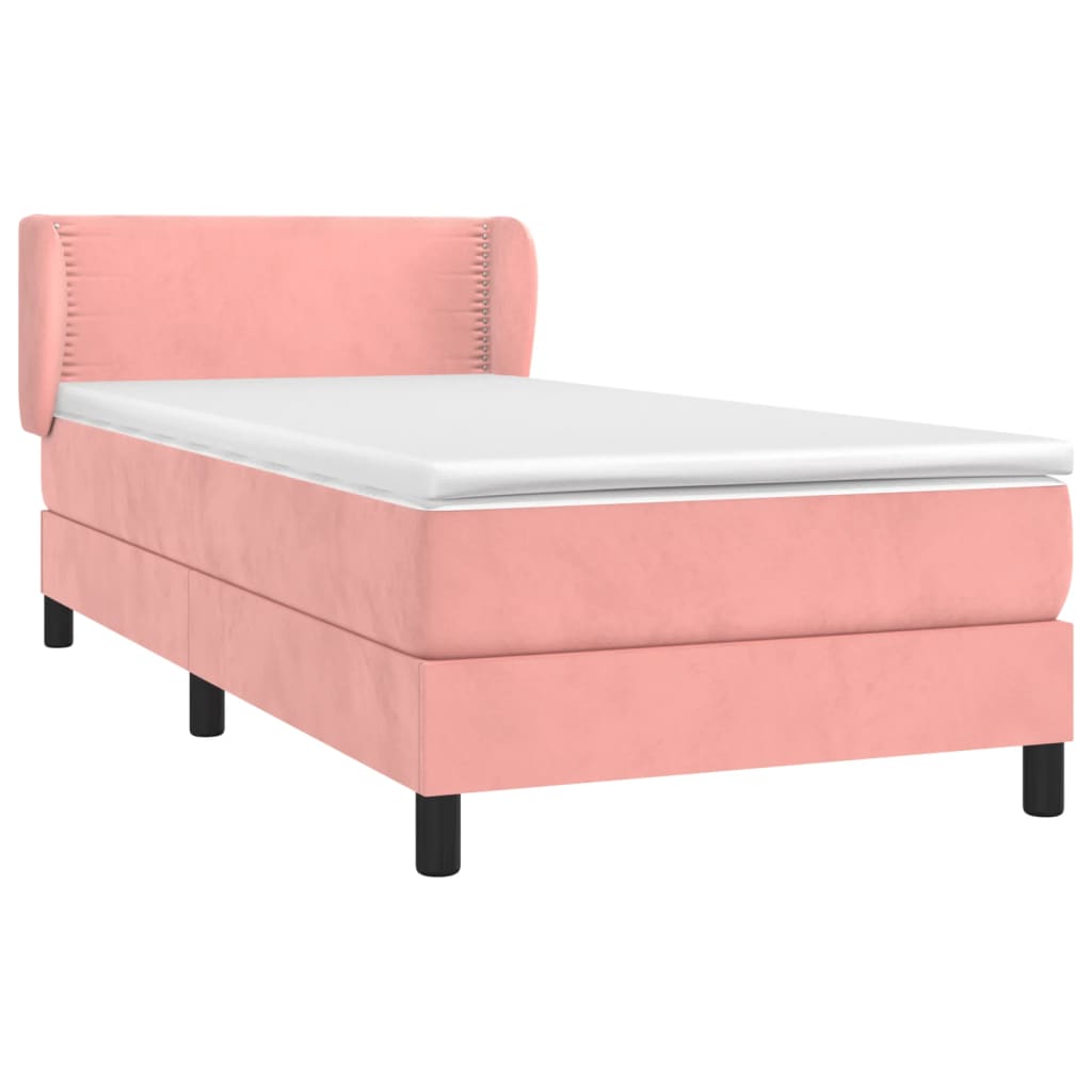 vidaXL Boxspring met matras fluweel roze 100x200 cm