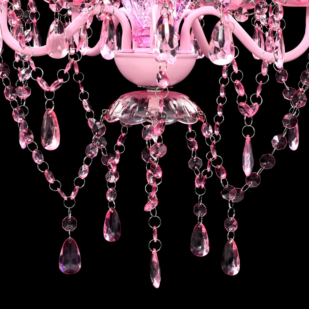 vidaXL Krystallkrone 5 pærer rosa