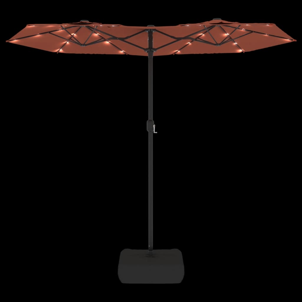 vidaXL Parasol dubbel dak met LED's 316x240 cm terracottakleurig