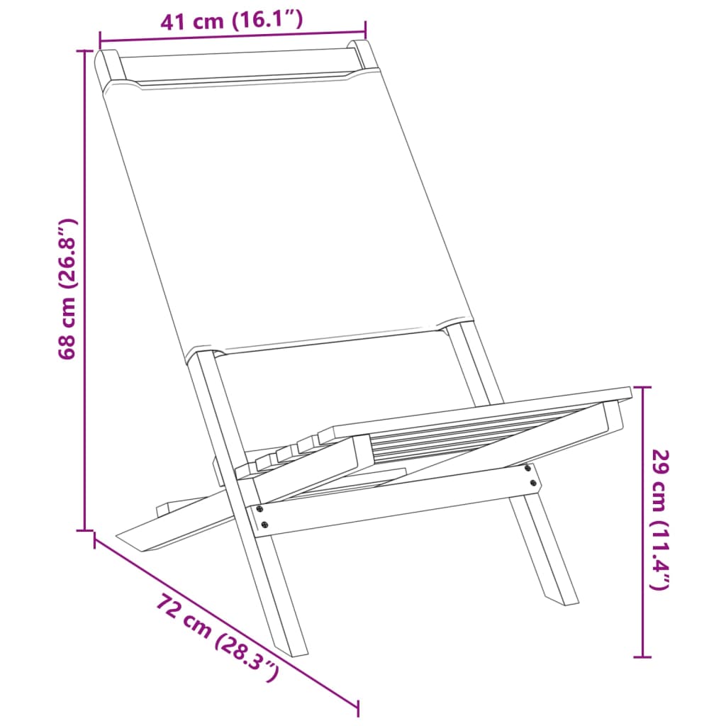 vidaXL Tuinstoelen 4 st inklapbaar massief hout en stof crèmewit