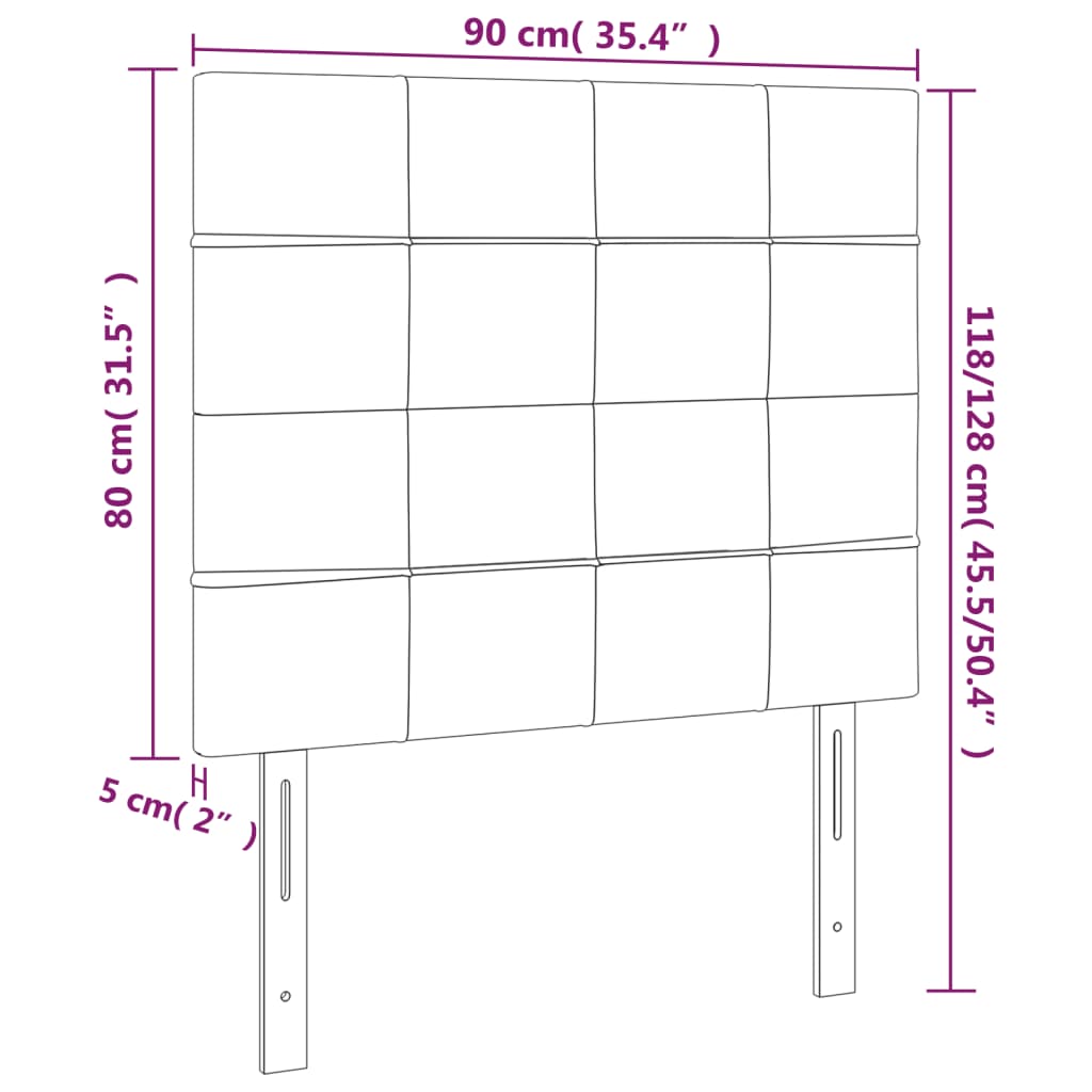 vidaXL Hoofdborden 2 st 90x5x78/88 cm stof crèmekleurig