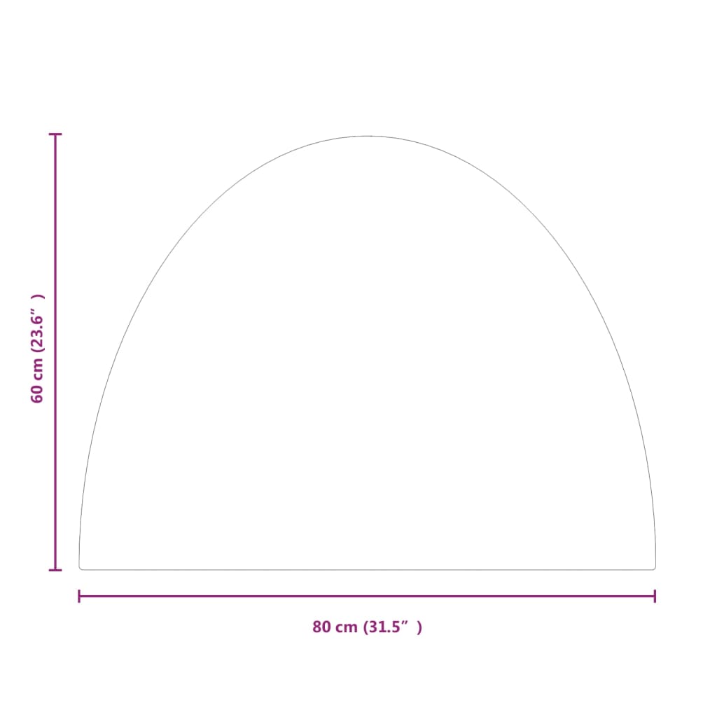 vidaXL Glasplaat voor openhaard half rond 800x600 mm