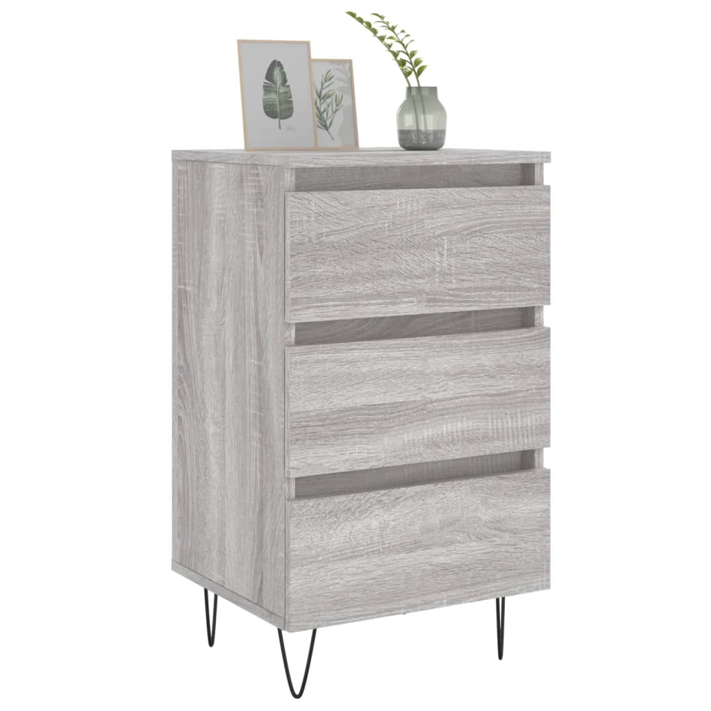 vidaXL Nachtkastjes 2 st 40x35x69 cm bewerkt hout grijs sonoma eiken