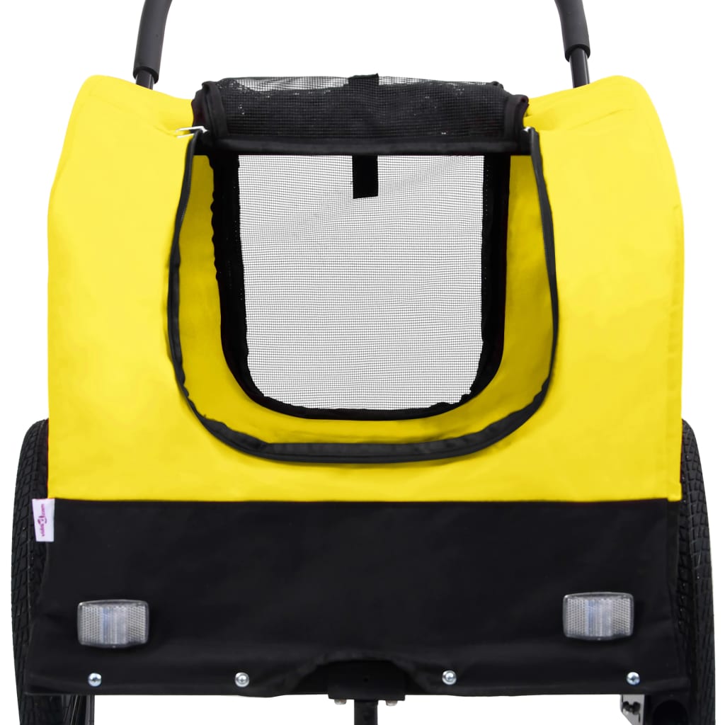 vidaXL Fietstrailer en hondenwagen 2-in-1 geel en zwart