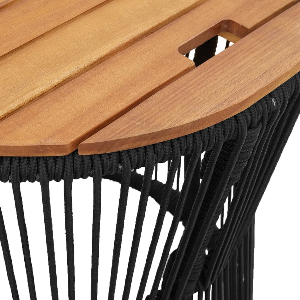 Tuinbijzettafels 2 st 55x34x37 cm hout poly rattan zwart kopen