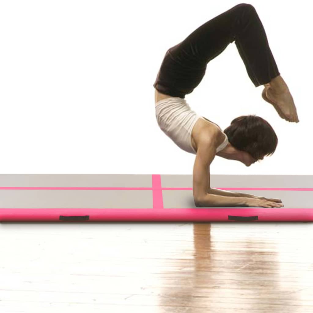 vidaXL Gymnastiekmat met pomp opblaasbaar 800x100x10 cm PVC roze