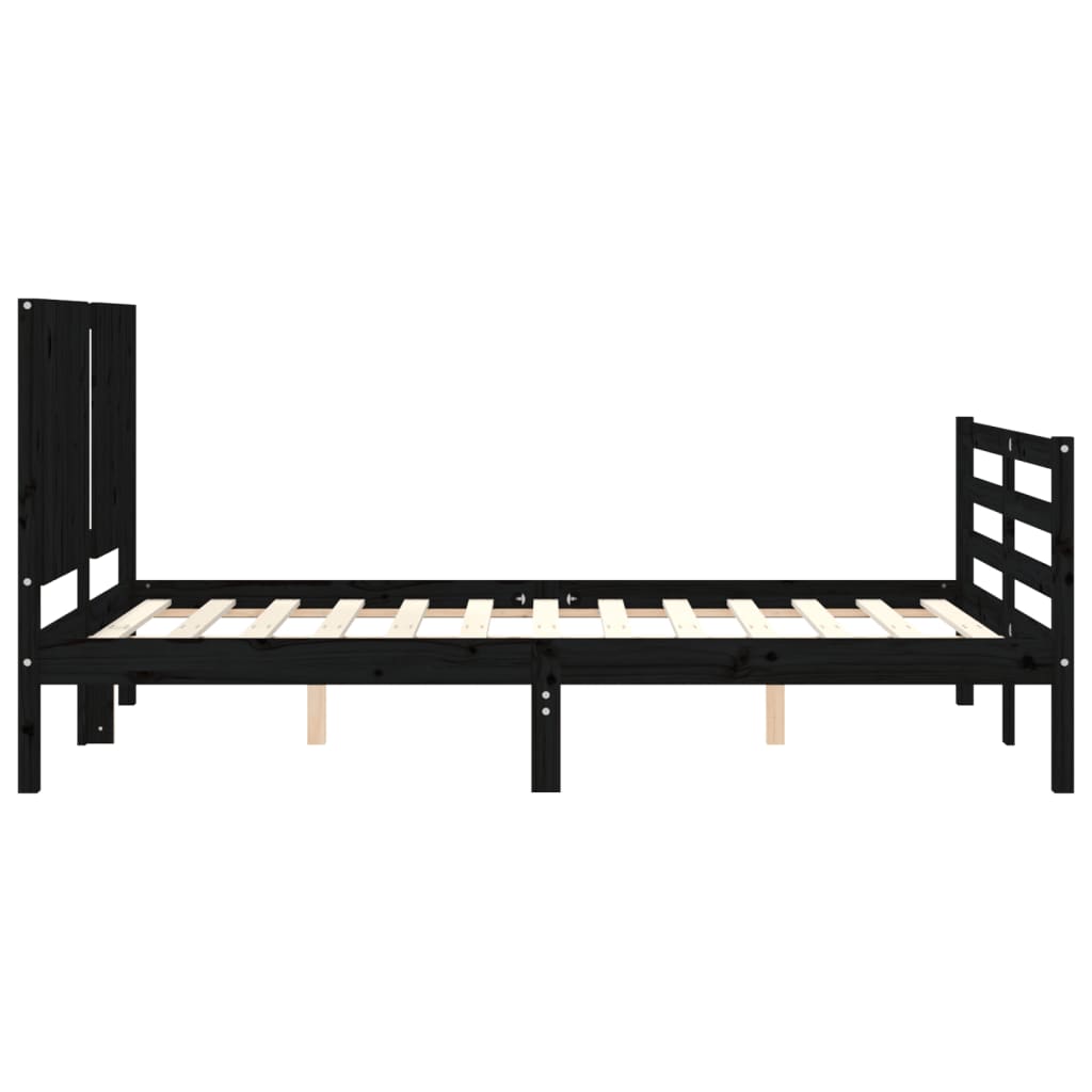 vidaXL Bedframe met hoofdbord massief hout zwart 120x200 cm