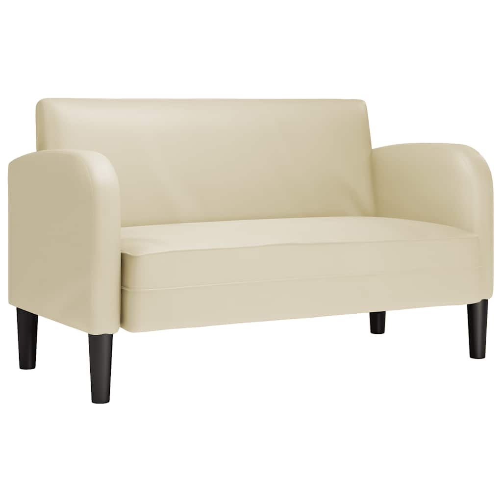 vidaXL Fauteuil met voetenbank 60 cm kunstleer crèmekleurig oine kopen