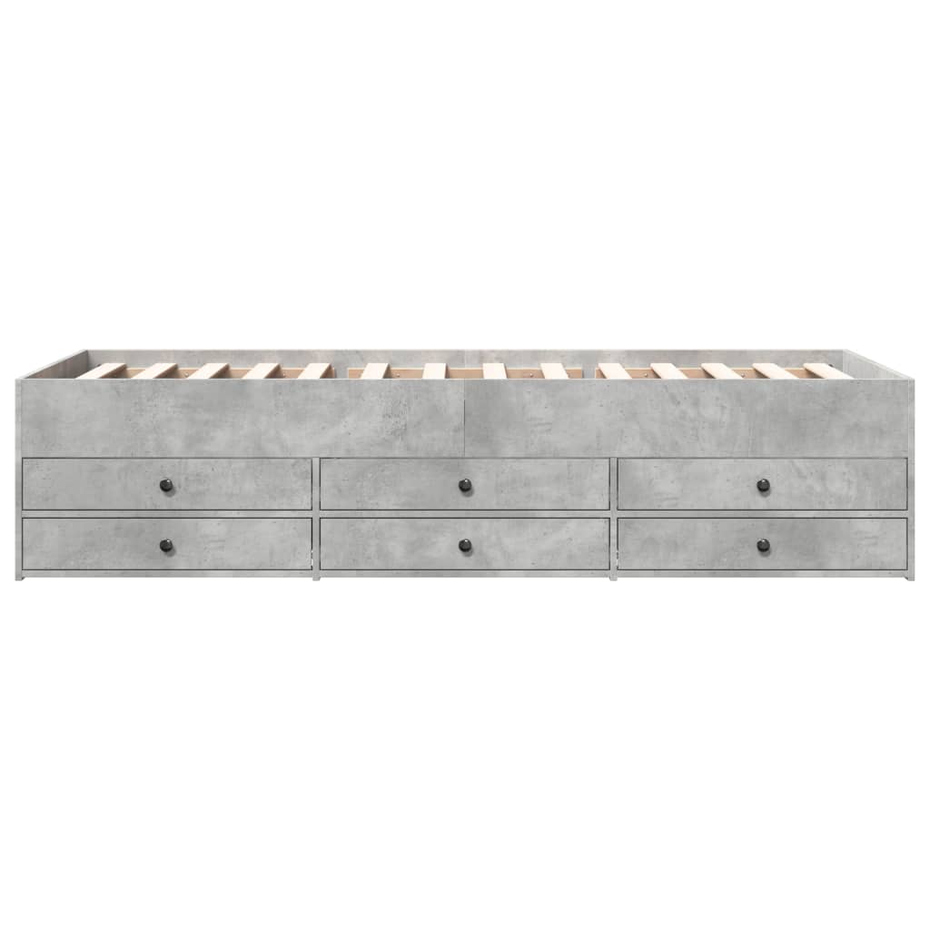 vidaXL Slaapbank met lades 75x190 cm bewerkt hout betongrijs